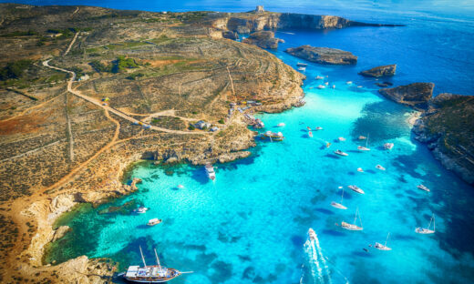 Landscape with Blue lagoon at Comino island, Malta