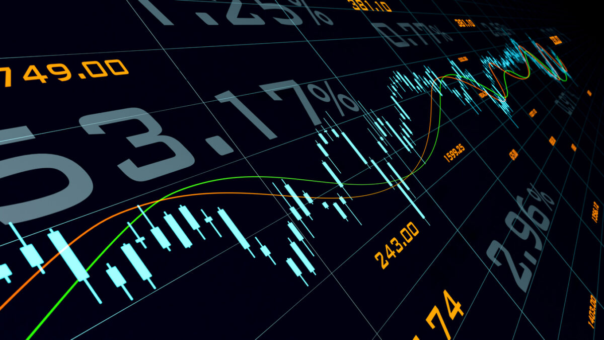 Screen with stock exchange information.