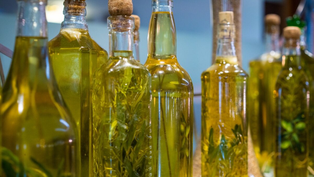 Extra virgin olive oils on the shelf