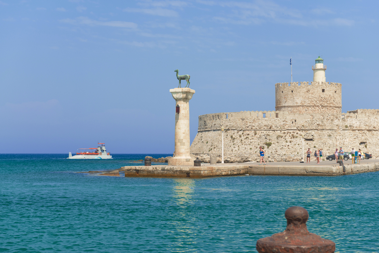 Rhodes Landmark Mandraki Port, Rhodes Islan, Greece