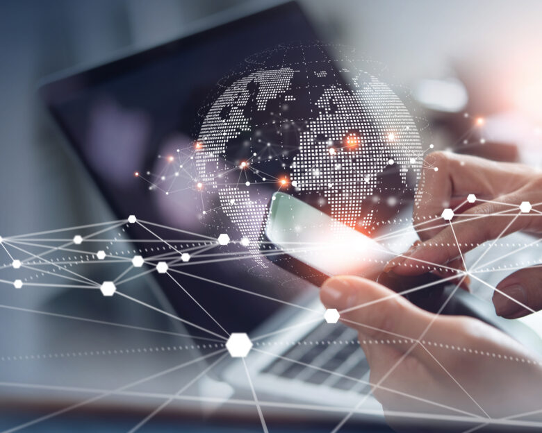 Digital technology, internet network connection, big data,