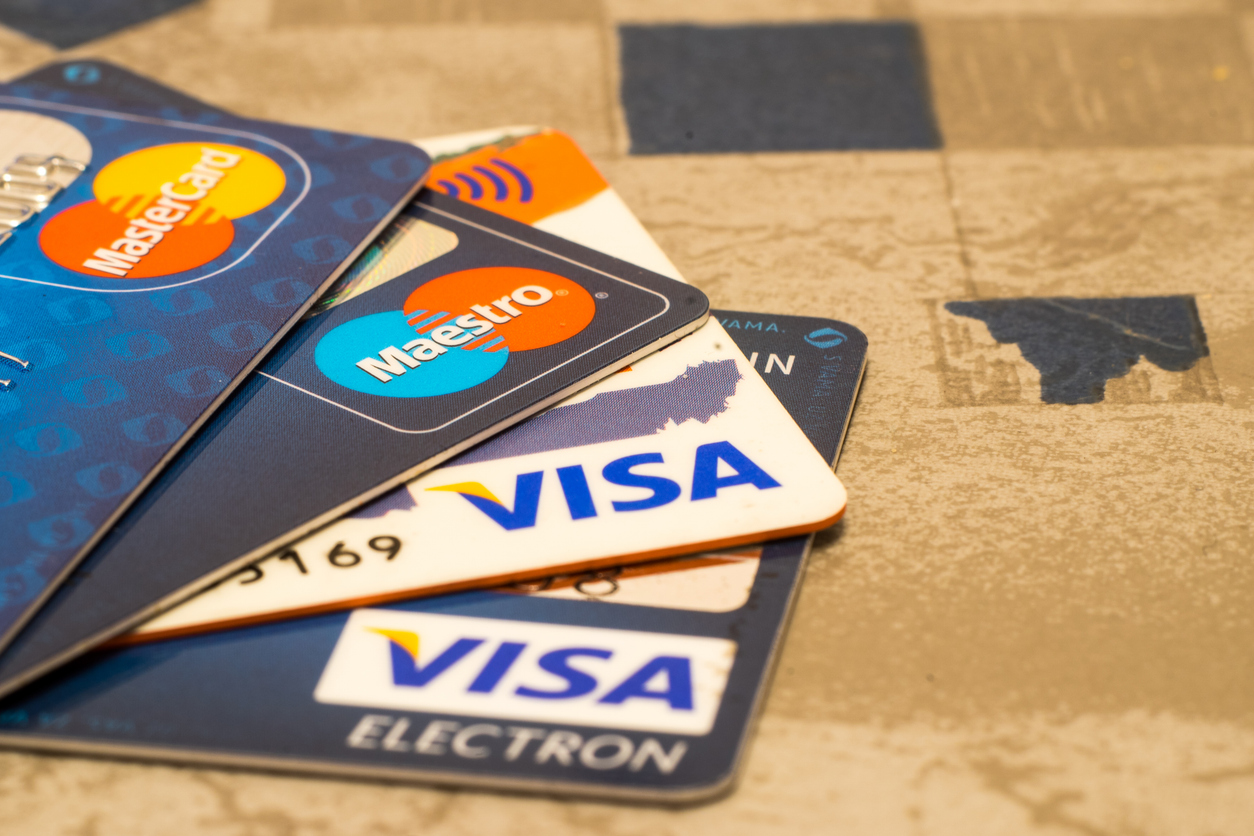 Visa and MasterCard, credit, debit cards