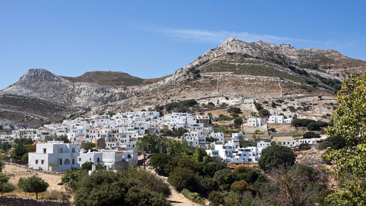 Apeiranthos traditional village built on the foothill of mountain Fanari - South Aegean