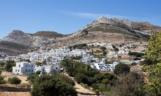Apeiranthos traditional village built on the foothill of mountain Fanari - South Aegean