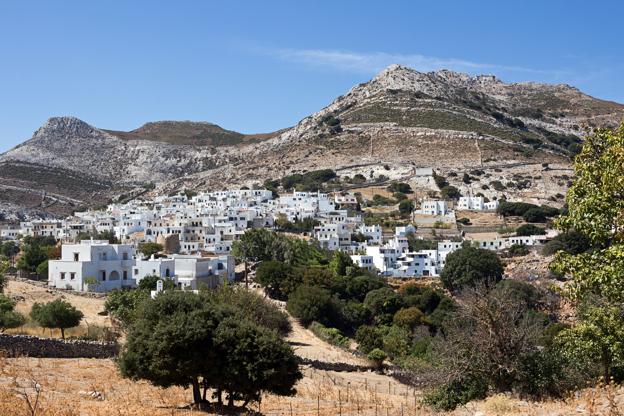 Apeiranthos traditional village built on the foothill of mountain Fanari - South Aegean