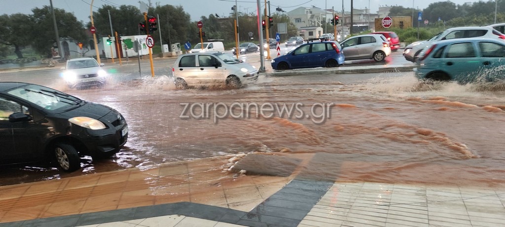 Πλημμύρες στους δρόμους των Χανίων 