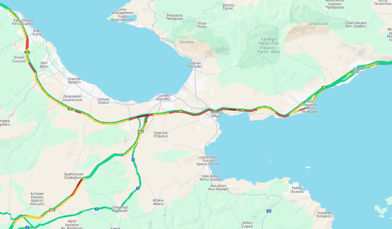 Κίνηση στην Αθηνών - Κορίνθου και την Ολυμπία οδό