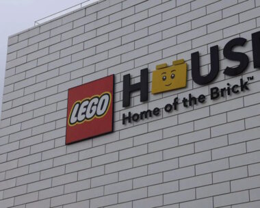 A view shows the Lego logo outside their headquarters in Billund, Denmark, April 25, 2024. REUTERS/Jacob Gronholt Pedersen