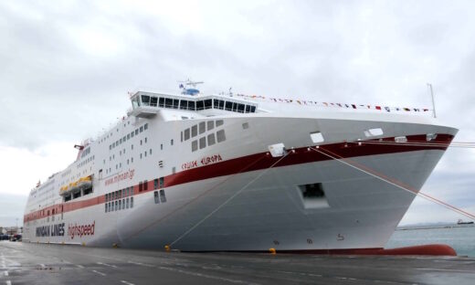 ΠΑΡΟΥΣΙΑΣΗ ΤΟΥ ΝΕΟΥ ΠΛΟΙΟΥ ΤΗΣ ΜΙΝΟΑΝ LINES "CRUISE EUROPA" ΓΙΑ ΤΗΝ ΓΡΑΜΜΗ ΠΑΤΡΑ - ΙΤΑΛΙΑ / EUROKINISSI