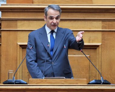Ο Κυριάκος Μητσοτάκης στη συνεδρίαση της ΚΟ της ΝΔ