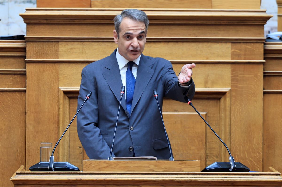 Ο Κυριάκος Μητσοτάκης στη συνεδρίαση της ΚΟ της ΝΔ