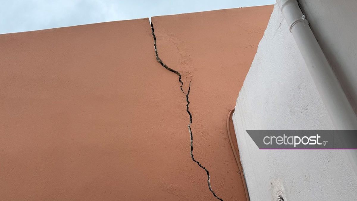 Ρωγμές σε κτίριο στις Βούτες Ηρακλείου