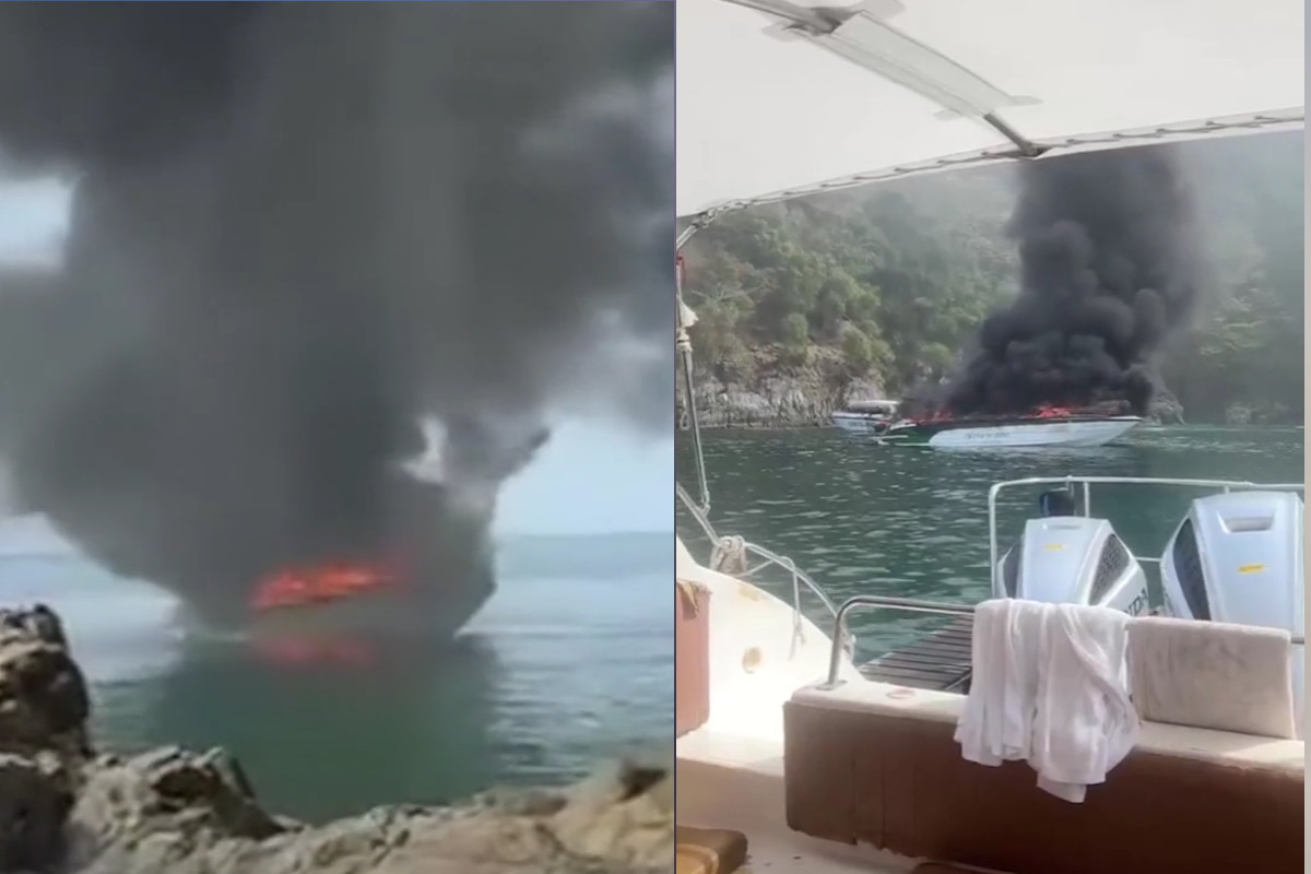 Ένα σκάφος έχει τυλιχθεί στις φλόγες