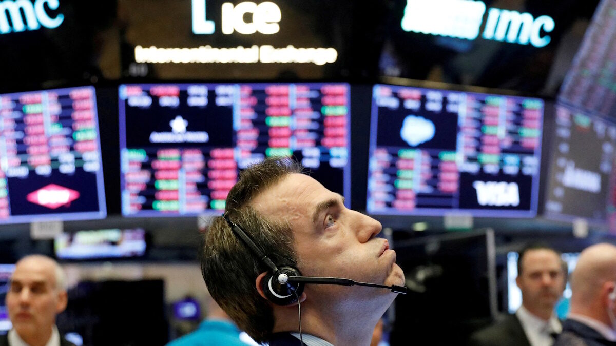 A trader working at the stock exchange
