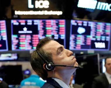 A trader working at the stock exchange