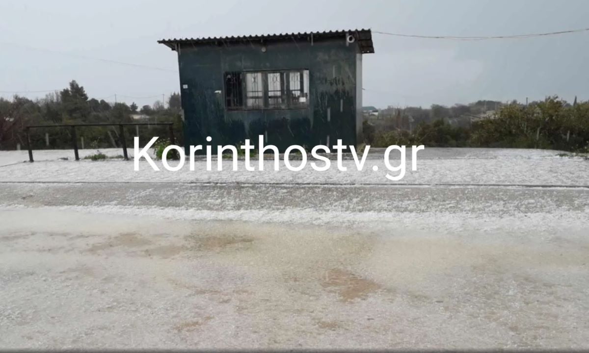 Ισχυρή χαλαζόπτωση στην Κορινθία