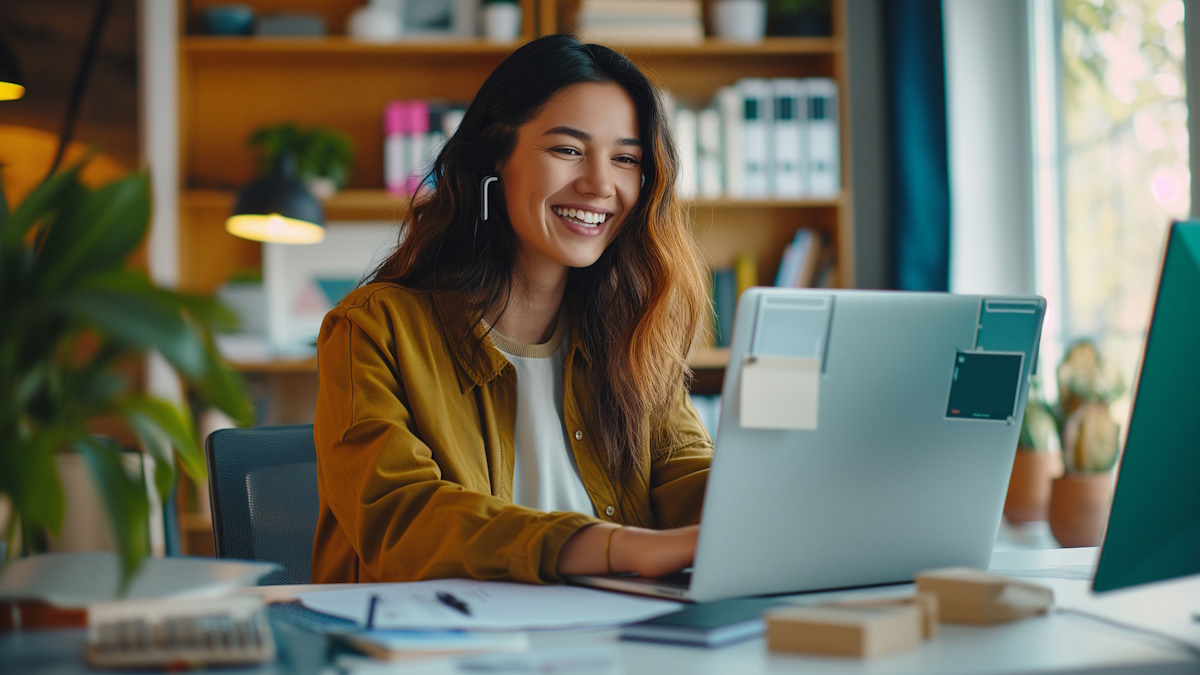 Person working with a laptop