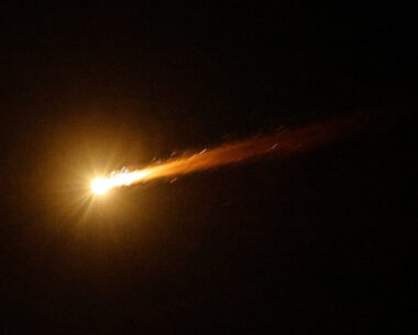 The interception of a missile, that the Israeli military said to have been fired from Yemen, is seen from the city of Ashkelon, Israel, May 18, 2025. REUTERS
