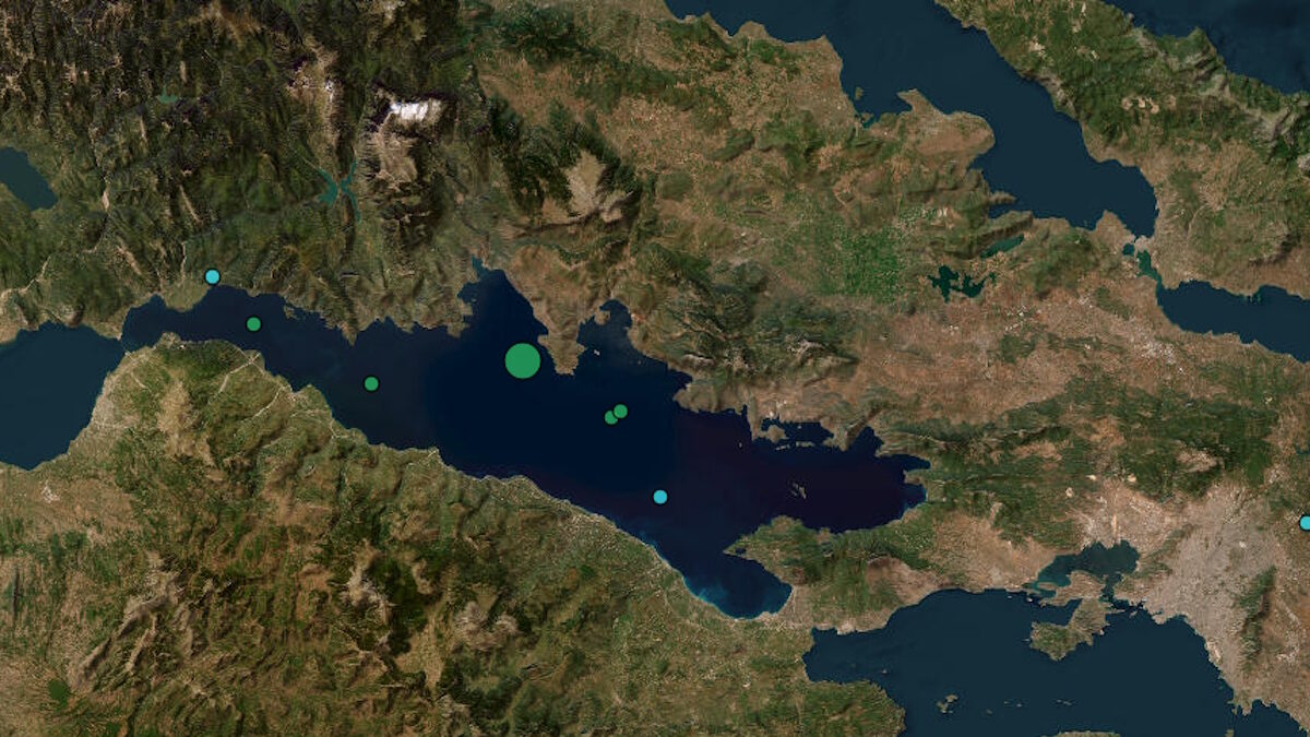 Ο χάρτης του Γεωδυναμικού Ινστιτούτου του Εθνικού Αστεροσκοπείου Αθηνών