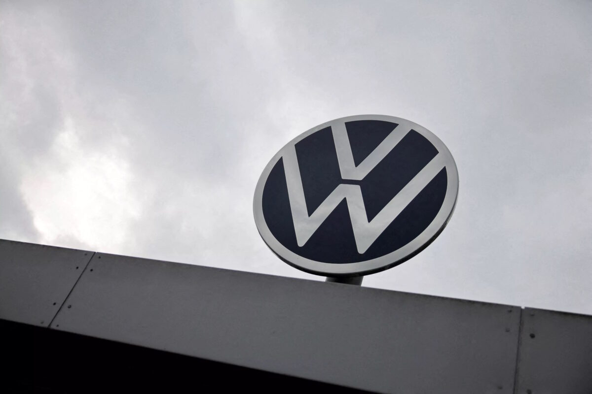A VW logo is pictured on a day of an announcement of Volkswagen AG job cuts