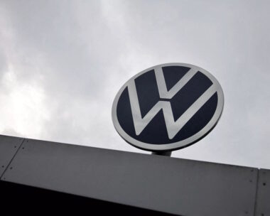 A VW logo is pictured on a day of an announcement of Volkswagen AG job cuts