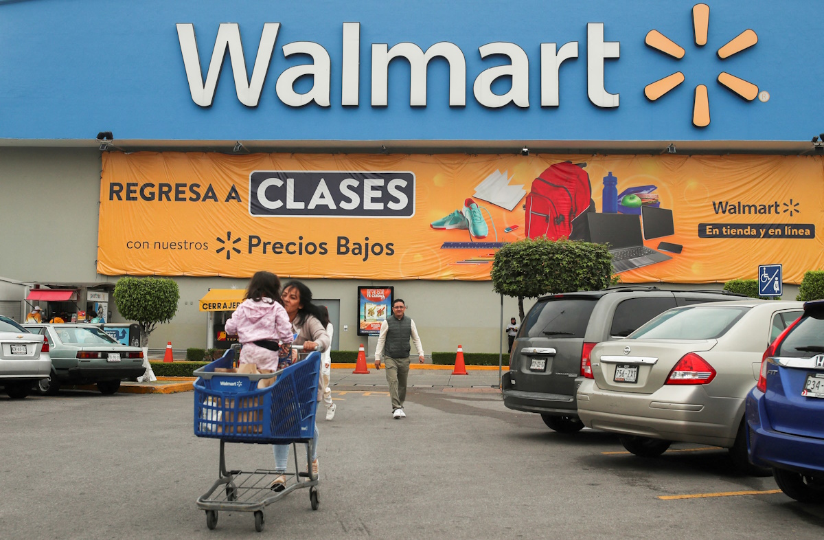 he logo of Walmart is pictured outside a store in Mexico