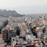 Partial view of Athens city with Acropolis hill in the background