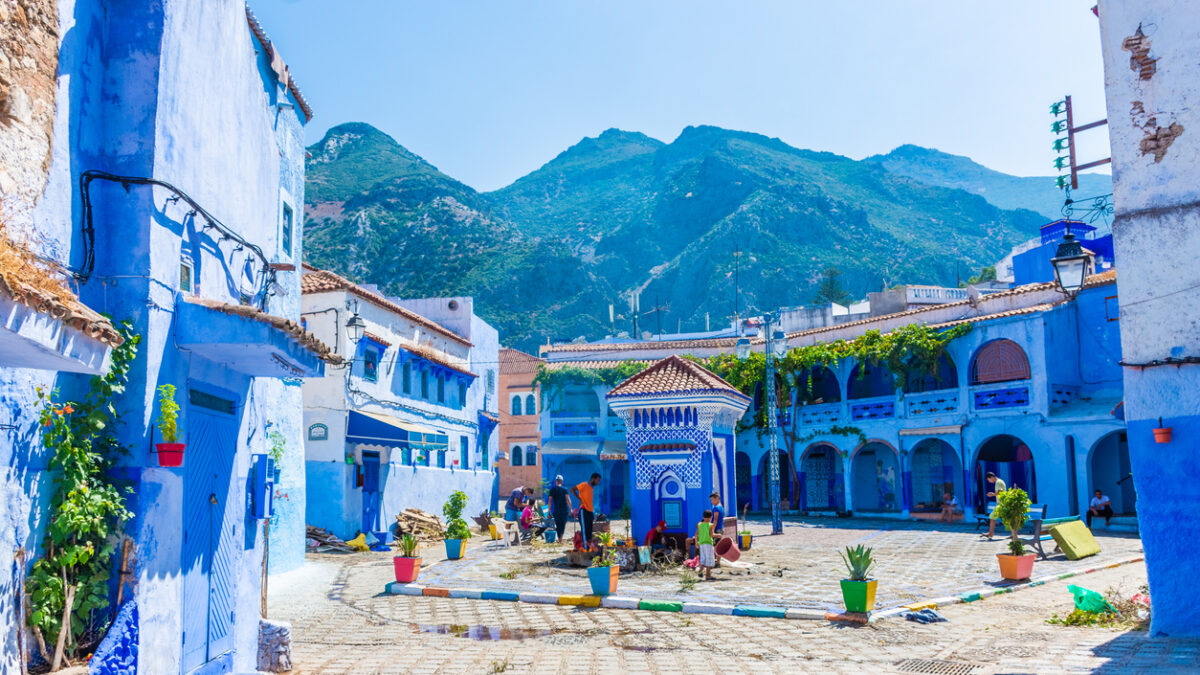 Main square of Chefchaouen, Morocco