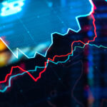 Trading charts and graph data on LCD close-up