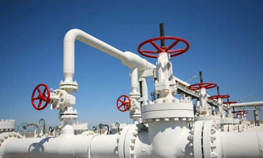 Oil gas processing plant with pipe line valves