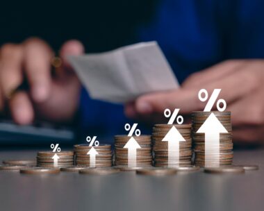 Increased product sales growth basket growth, market or consumer price index concept shopping cart with food increase with arrow graph on the coin inflation VAT