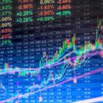 Financial data on a monitor