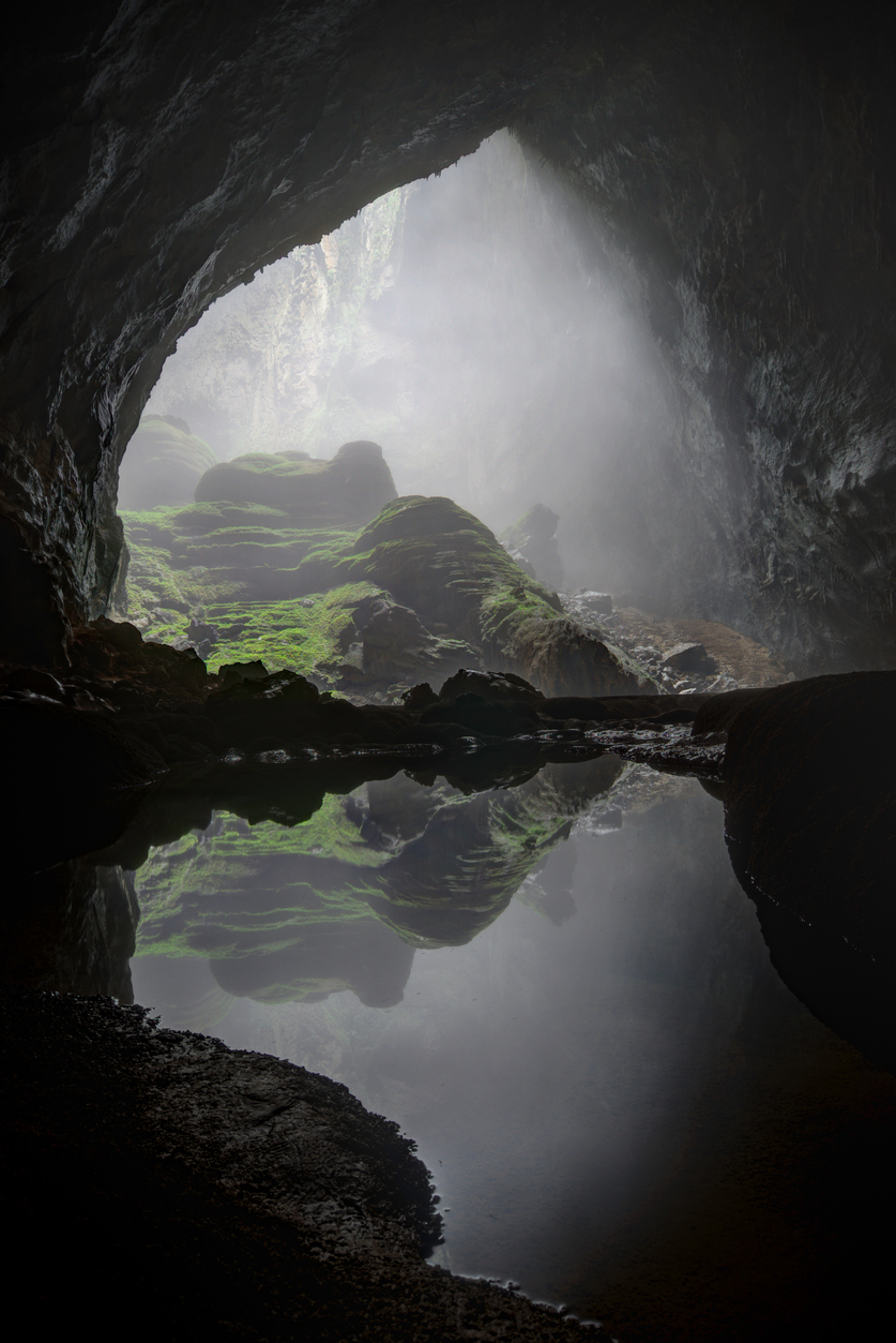 The world's biggest cave Hang Son Doong is located in the heart of the Phong Nha-Ke Bang National Park in Vietnam. It stretches more than 5 kilometers long with the height of nearly 200 meters.