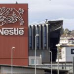 FILE PHOTO: A logo of food giant Nestle is seen in a building in Orbe, Switzerland, February 9, 2024.