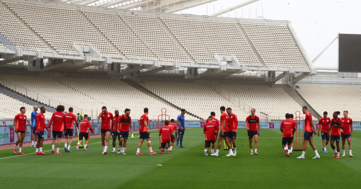 OFI – Olympiacos: The latest training before the Greek Cup final in the OAKA -covered OAKA Dust