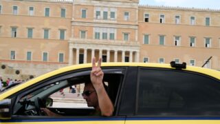 Από την πορεία των Ταξί στο κέντρο της Αθήνας