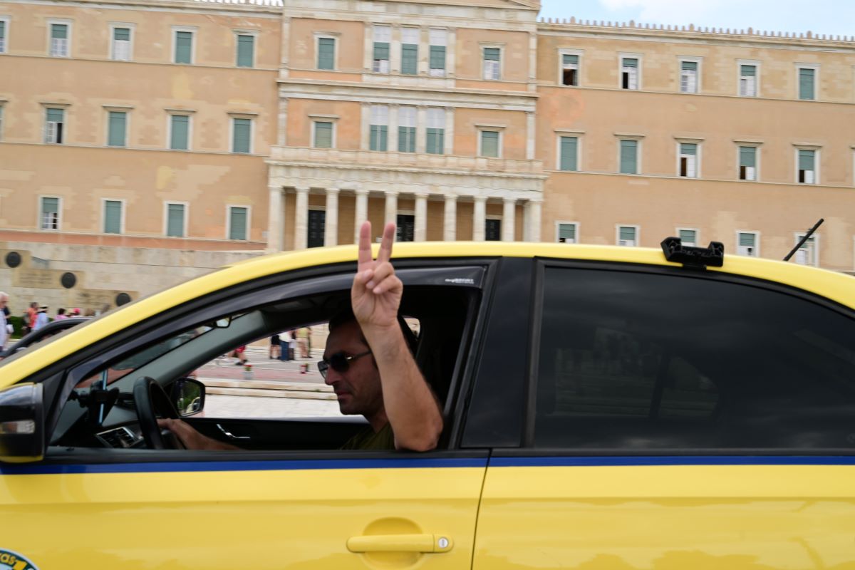 Από την πορεία των Ταξί στο κέντρο της Αθήνας