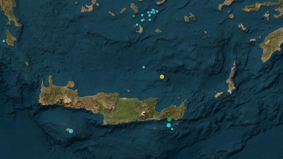 O χάρτης με τη σεισμική δραστηριότητα στην Κρήτη