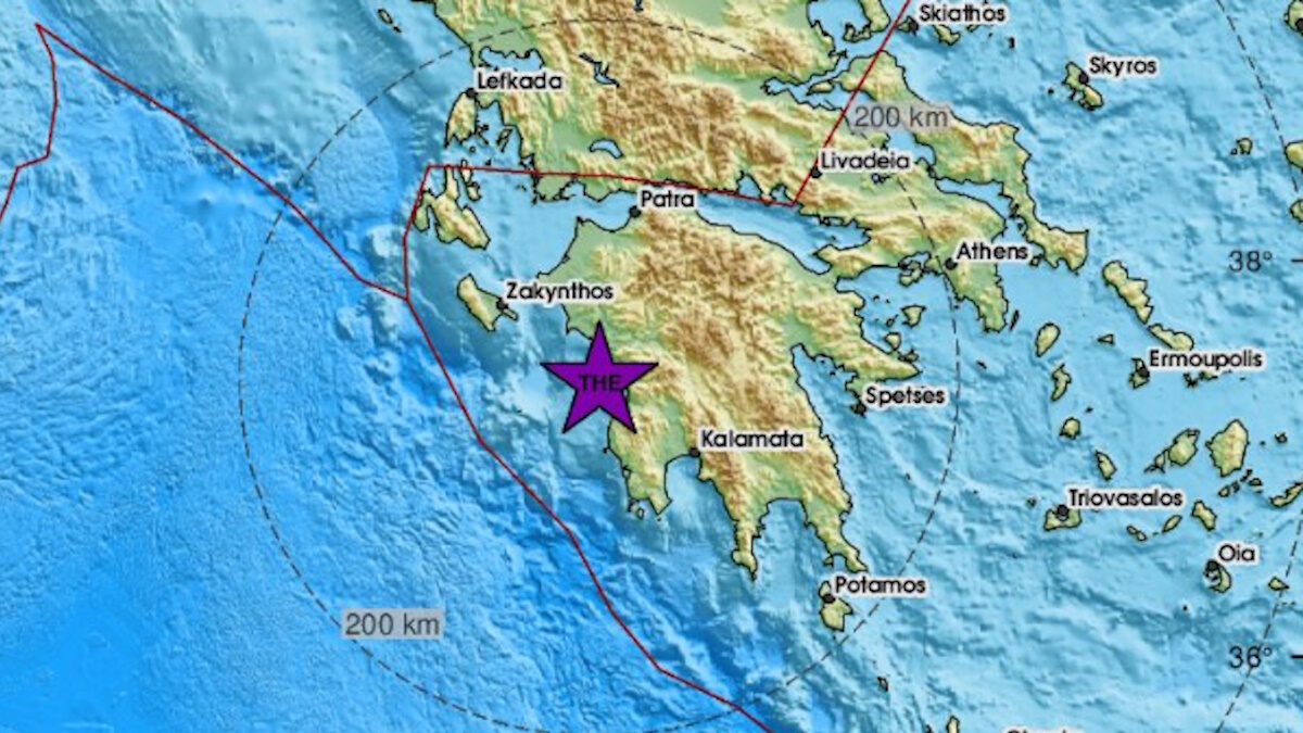 Το επίκεντρο του σεισμού σε χάρτη της Ελλάδας