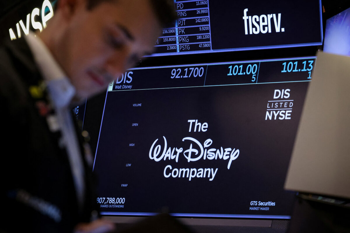 Τιμές χρηματιστηρίου και το λογότυπο της Disney σε οθόνη