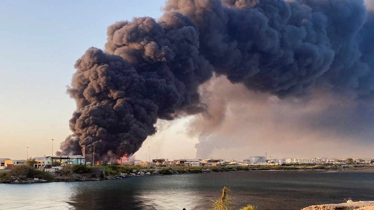 The fire in a fuel tank in Sudan
