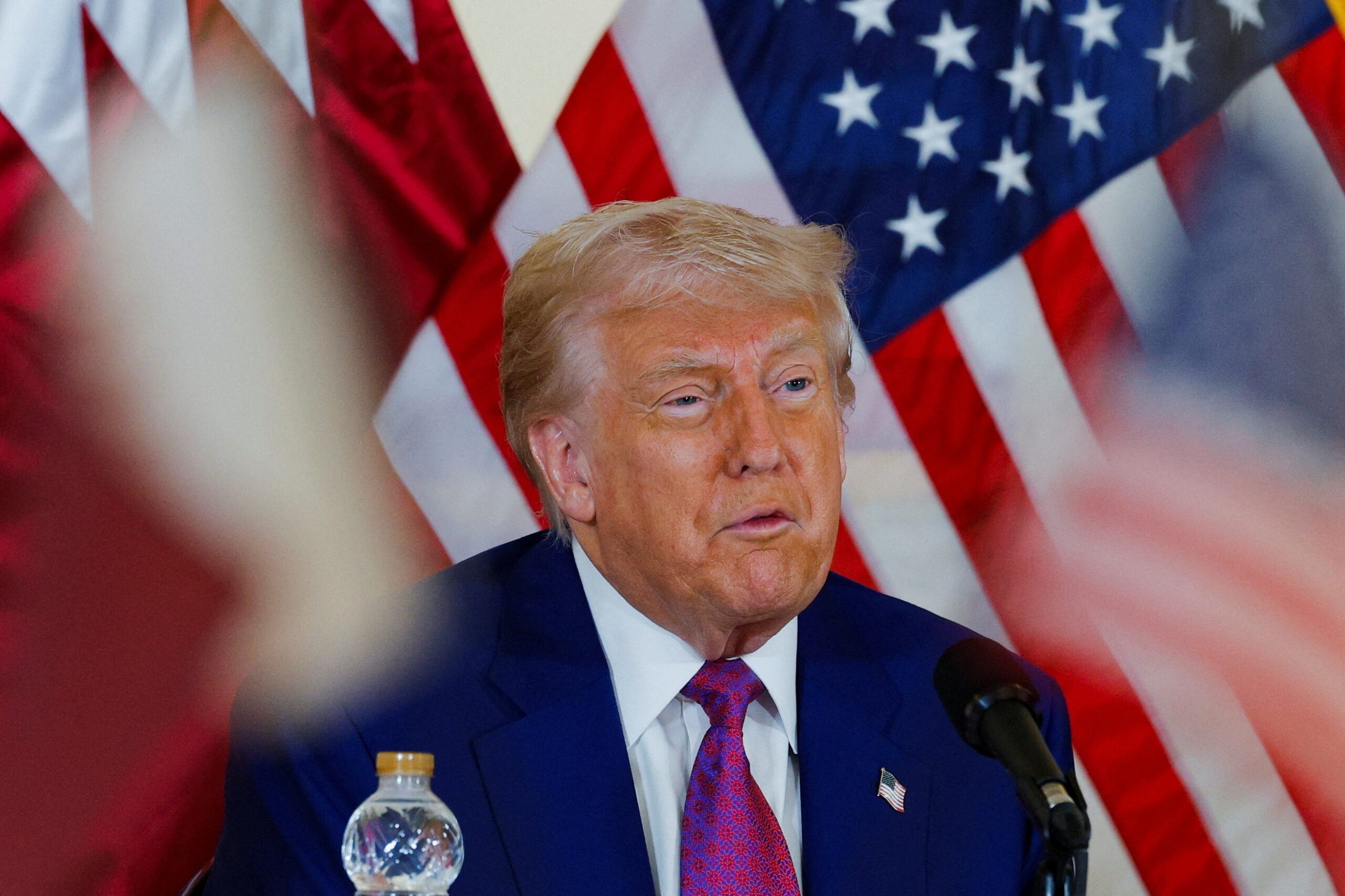 U.S. President Donald Trump speaks during a roundtable discussion in Doha, Qatar, May 15, 2025. REUTERS