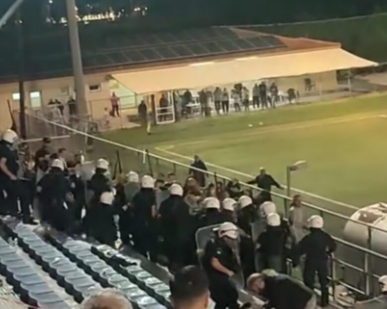 Άγριο ξύλο σε συμπλοκή οπαδών με τα ΜΑΤ στον τελικό του Κυπέλλου Ερασιτεχνών Αχαΐας