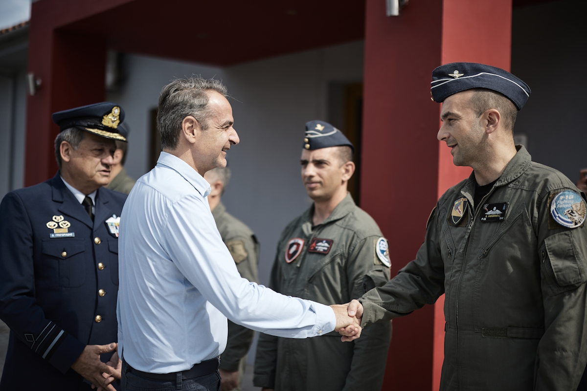 Ο Πρωθυπουργός, Κυριάκος Μητσοτάκης στην 111η Πτέρυγα Μάχης στη Νέα Αγχίαλο