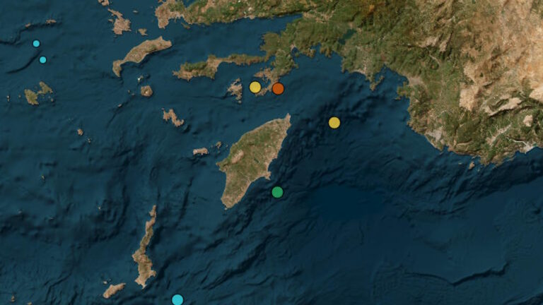 Χάρτης του Γεωδυναμικού Ινστιτούτου του Εθνικού Αστεροσκοπείου Αθηνών