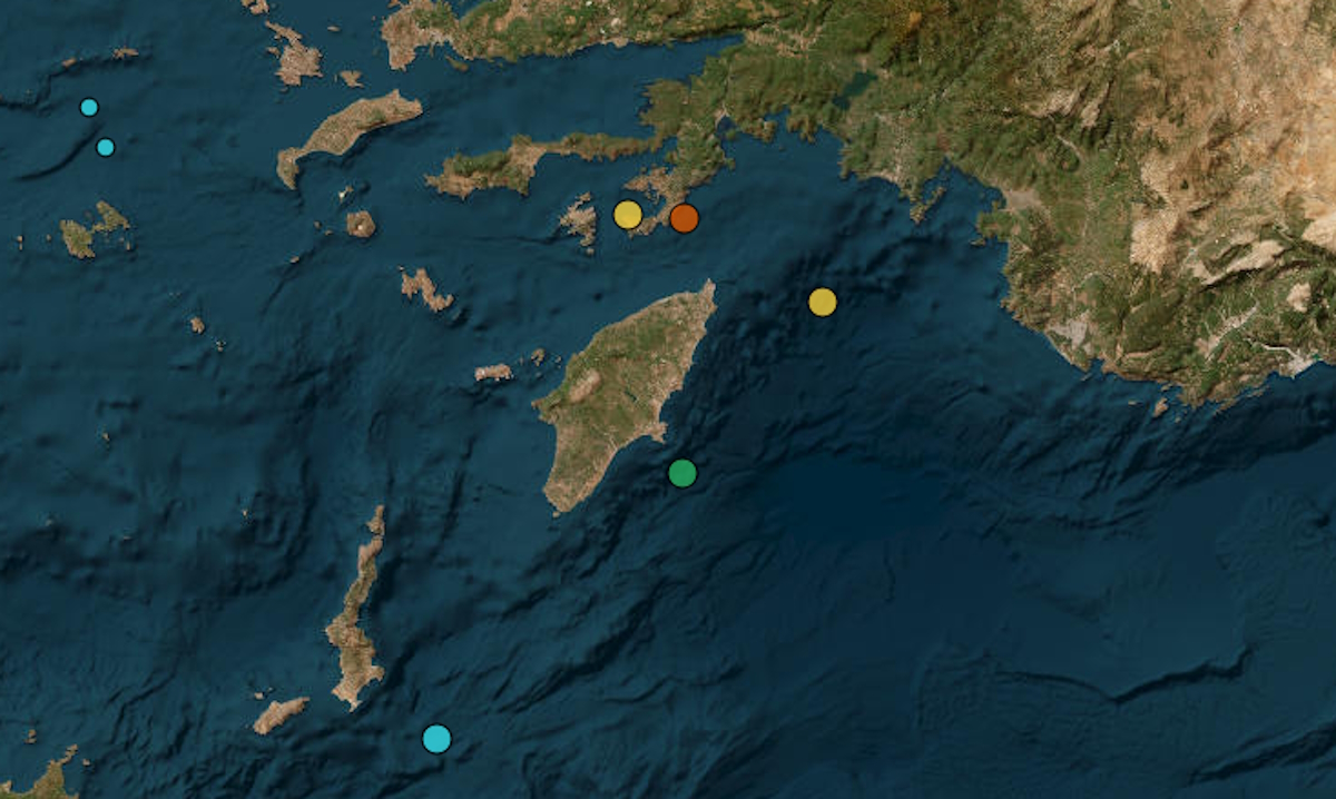 Χάρτης του Γεωδυναμικού Ινστιτούτου του Εθνικού Αστεροσκοπείου Αθηνών