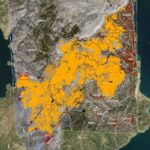 Η αποτύπωση της φωτιάς στη Χίο από δορυφόρο