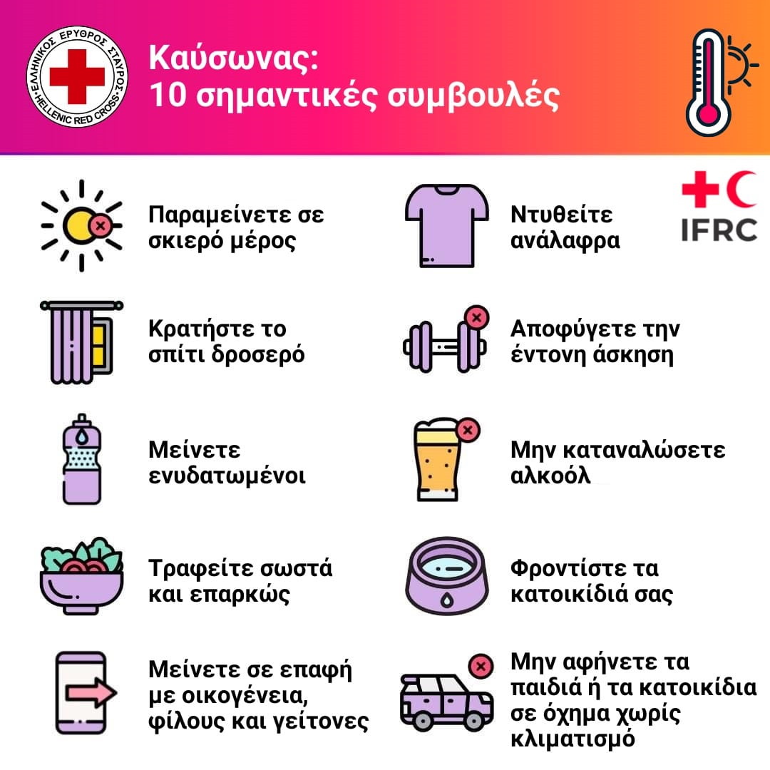 Δέκα συμβουλές προστασίας από τον καύσωνα