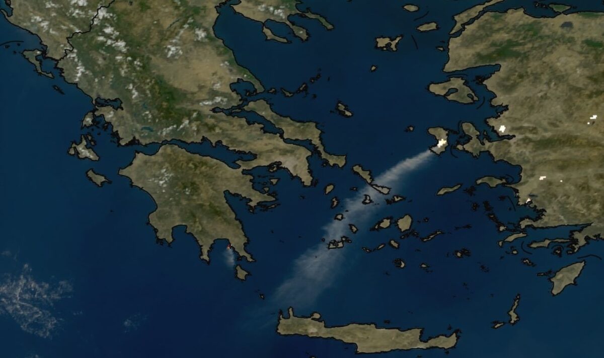 Δορυφορική εικόνα από τη μεγάλη φωτιά στη Χίο