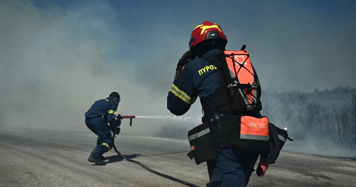 Fire in Forest in Igoumenitsa near a settlement
